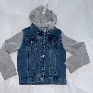 Kids Denim and Gray Unicorn Hoodie Jacket